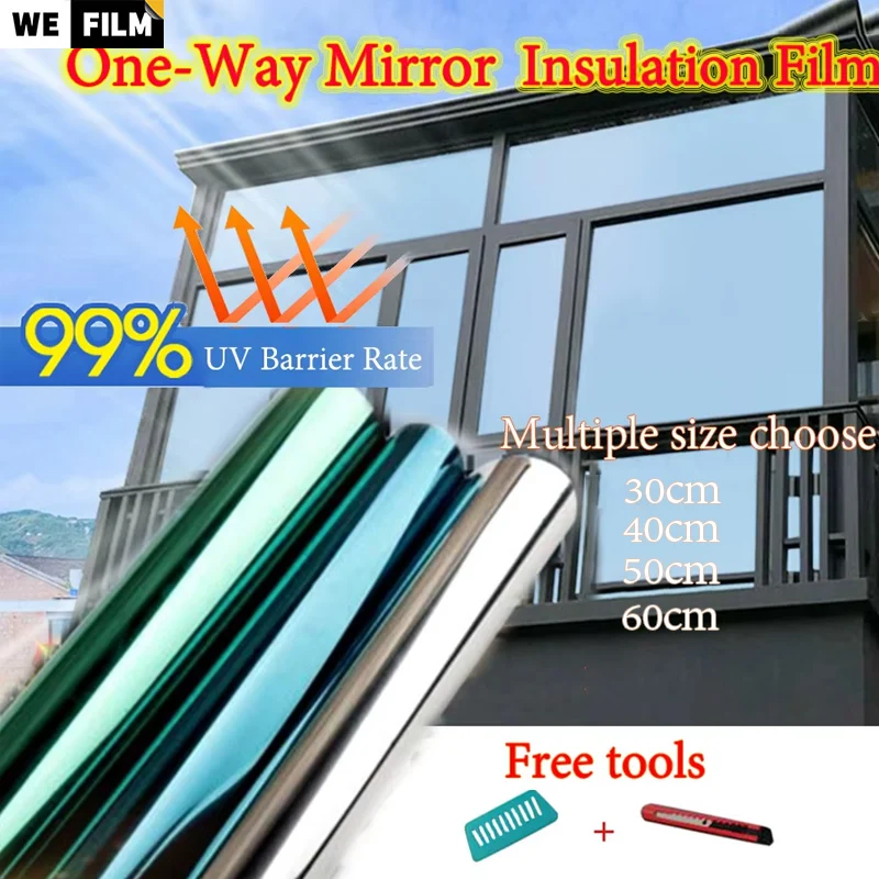 Window Film One Way Daytime Privacy Static Cling Sun Blocking Anti UV Reflective Window Tint for Home&Office Black-Silver