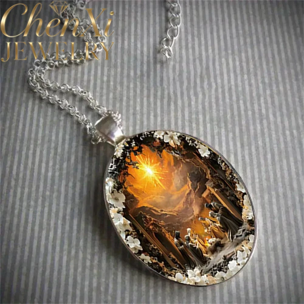 Holy Light Jesus Elliptical Glass Pendant Luxury Quality Fashion Fine Jewelry Amulets And Mascots Exquisite Elegant Charms Gift view 4