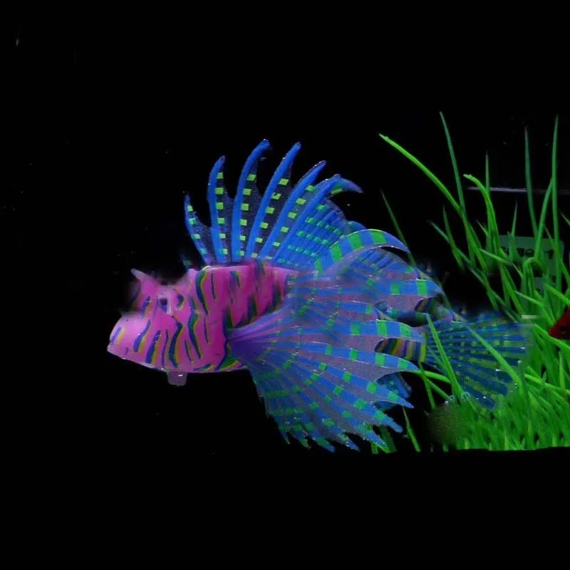 Luminous Artificial Lionfish Fish Silicone Fake Fish Floating Glow In Dark Aquarium Tank Landscape Ornament Home Decoration