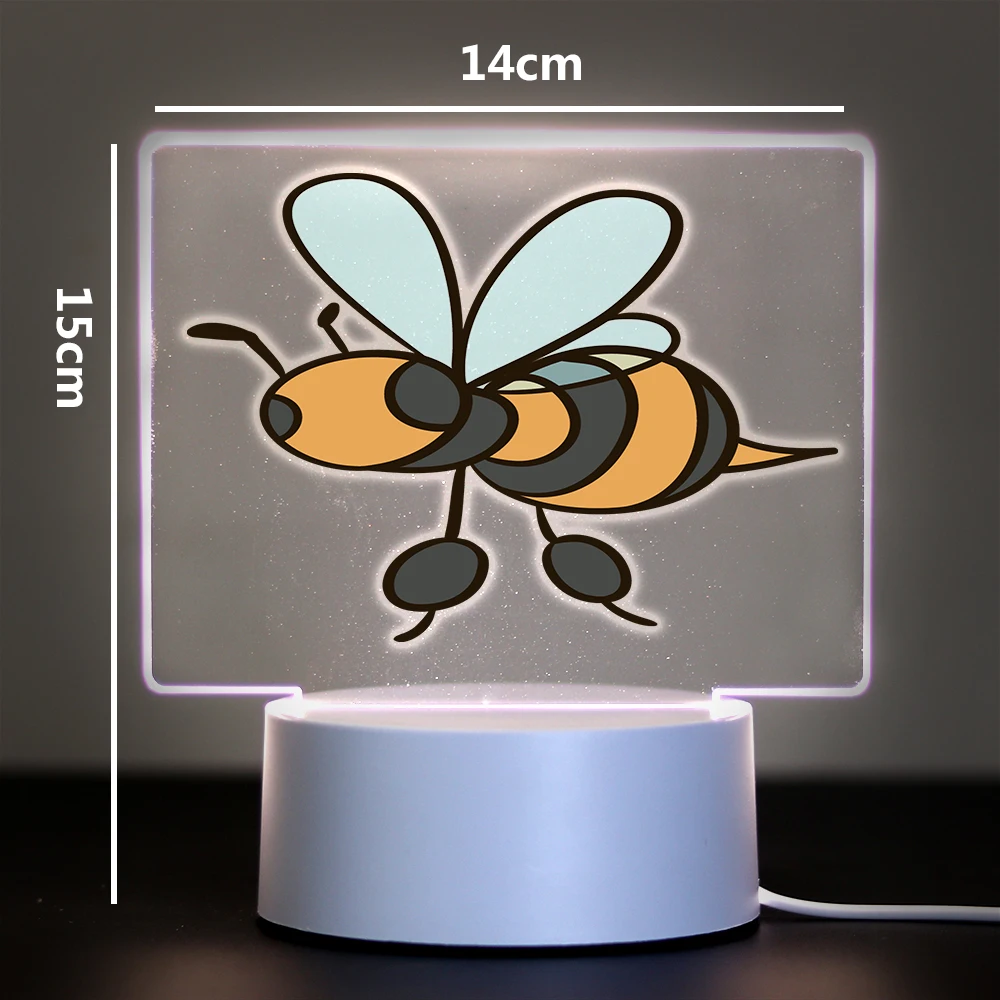 Bees USB 분위기 테이블 램프, RGB 주변 조명, 16 가지 색상 변경, 침실 축제 홈 침대 옆, 게임 룸 장식