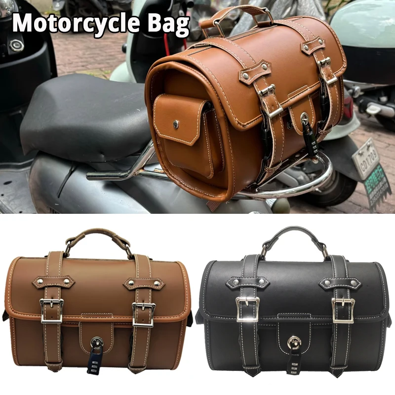 

Universal Retro Rear Seat Motorcycle Side Waterproof Luggage Bag Outdoor Casual Large Capacity Tote Bag