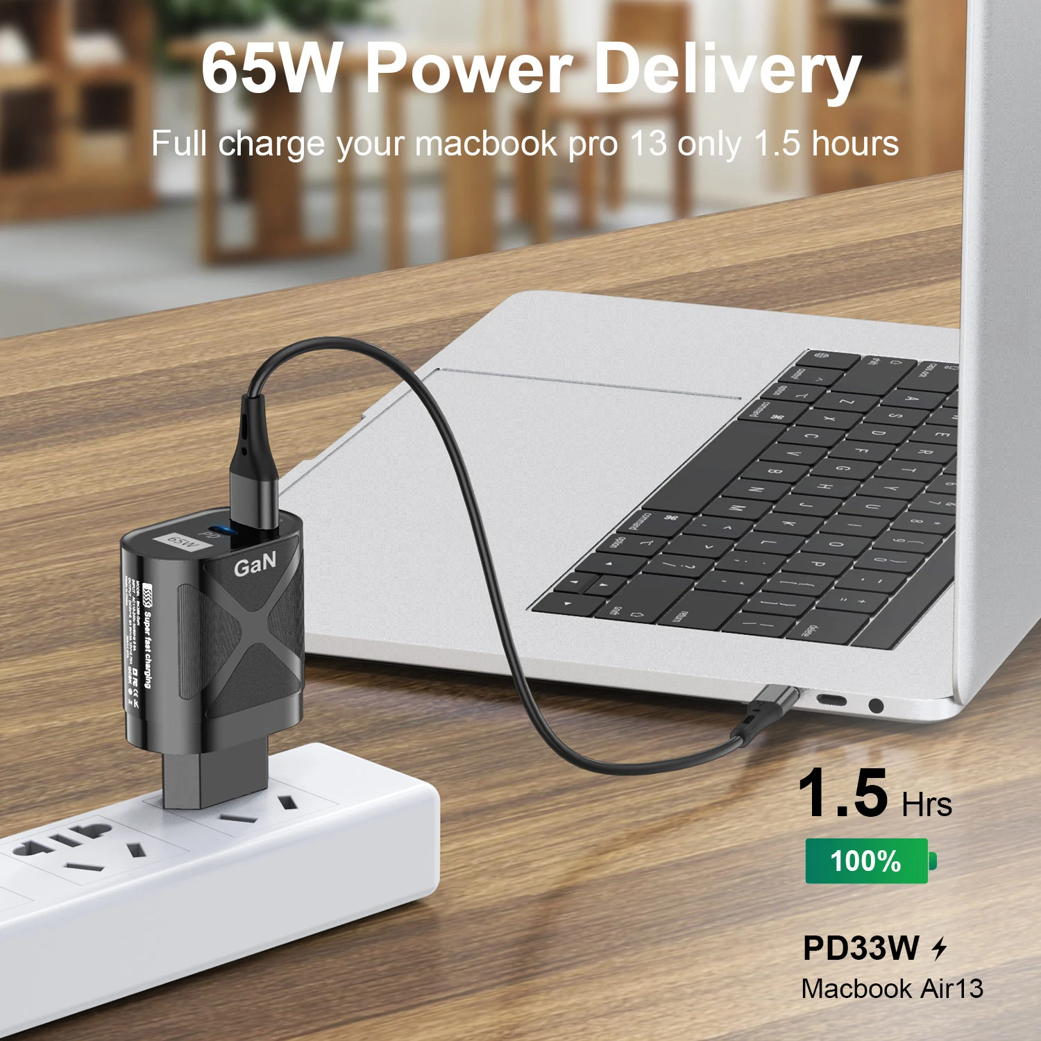 65W GaN USB Charger PD QC 3.0 Universal Macbook Laptops Quick Charging Adapter Cell Phone Smart Fast Charging Head for Xiaomi 12