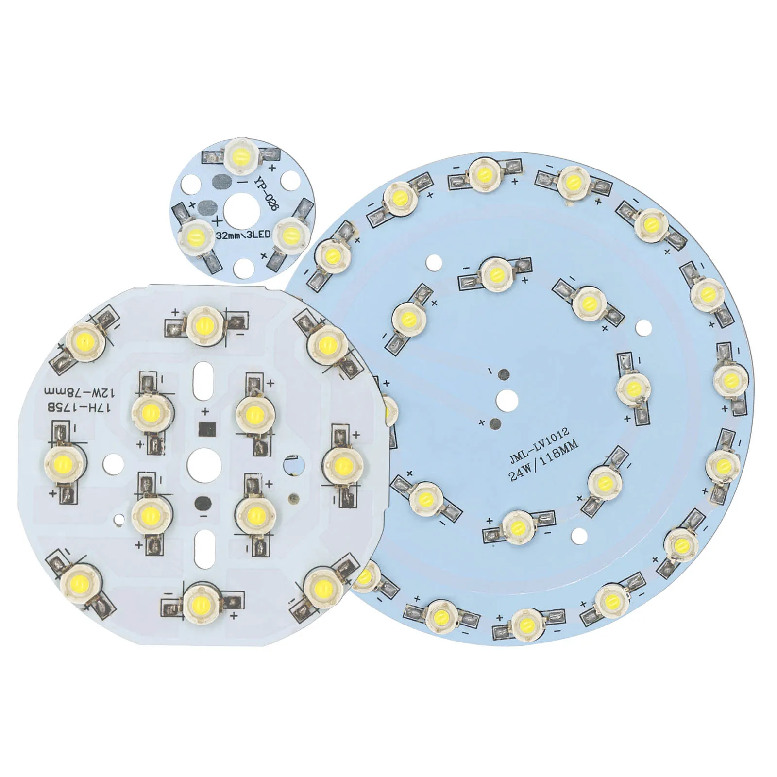 High Brightness LED Lamp Bead, placa de fonte fria, alumínio substrato, acessórios circulares, 3W, 12W, 24W, 290-300mA