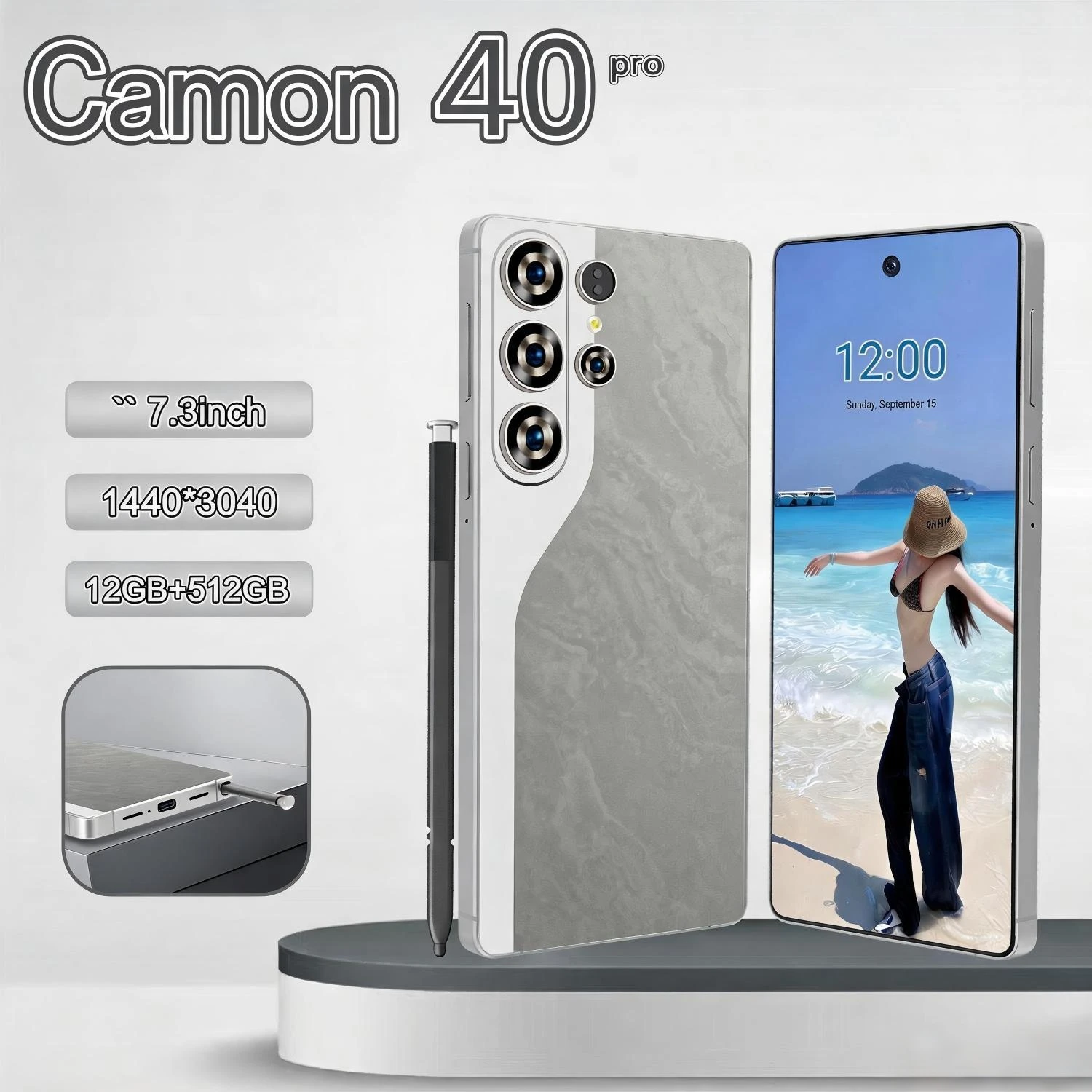 New  Camon 40 Pro Global Edition Smartphone  7.3" Display, 8000mAh Battery, Dual SIM Supported.with Googl