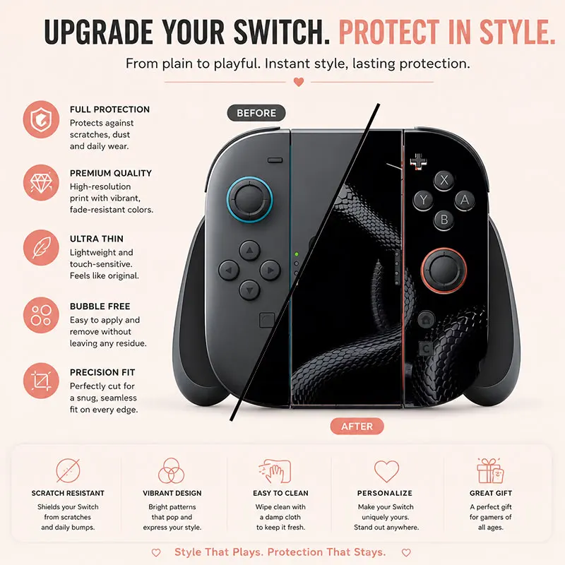Creative pattern SWITCH game console protective film, with natural touch and comfortable feel, featuring personalized designs