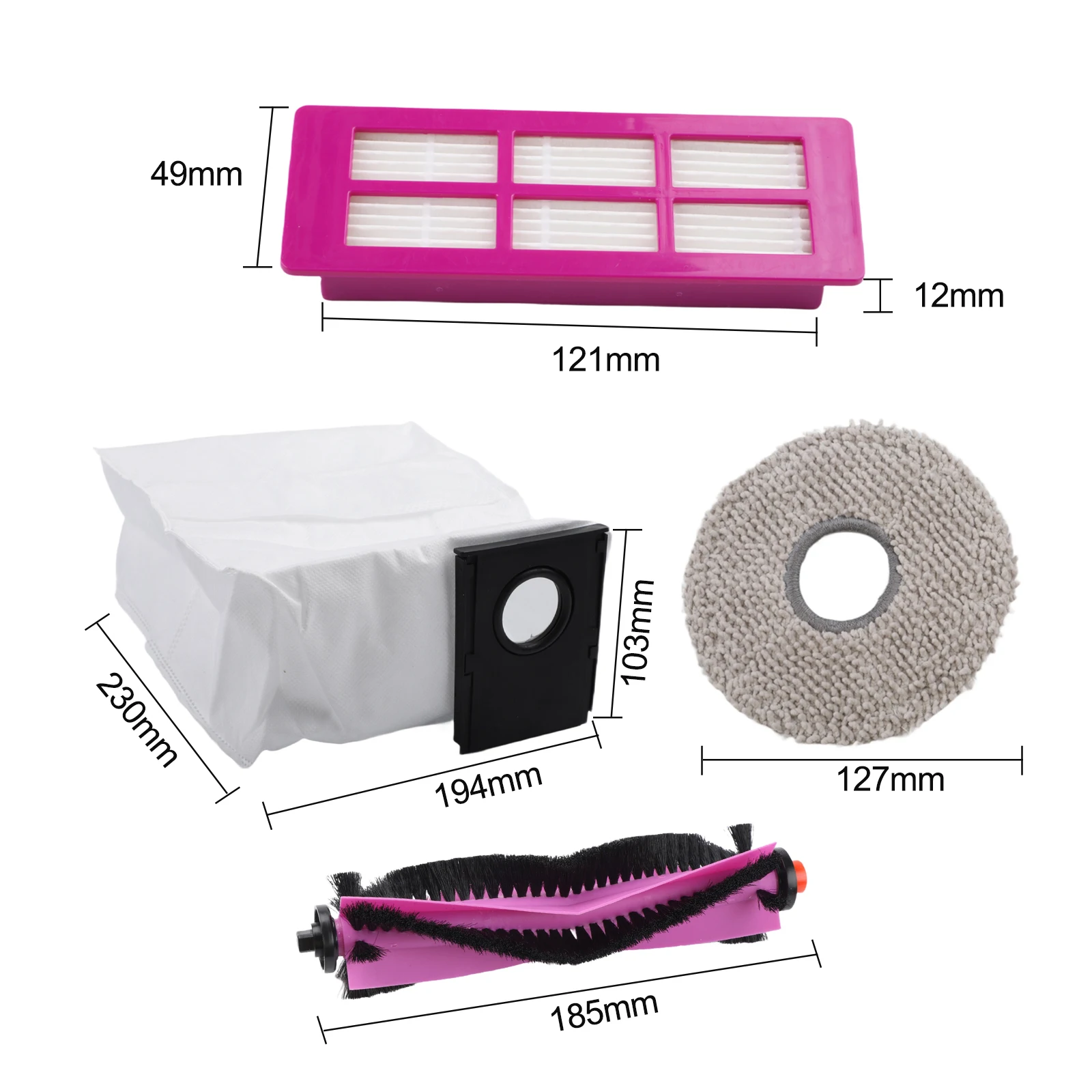 Replacement Components Pack for Eureka J15 for Max Ultra Self Emptying Robot Vacuum with Brushes Filters Mop Cloth and Dust Bags