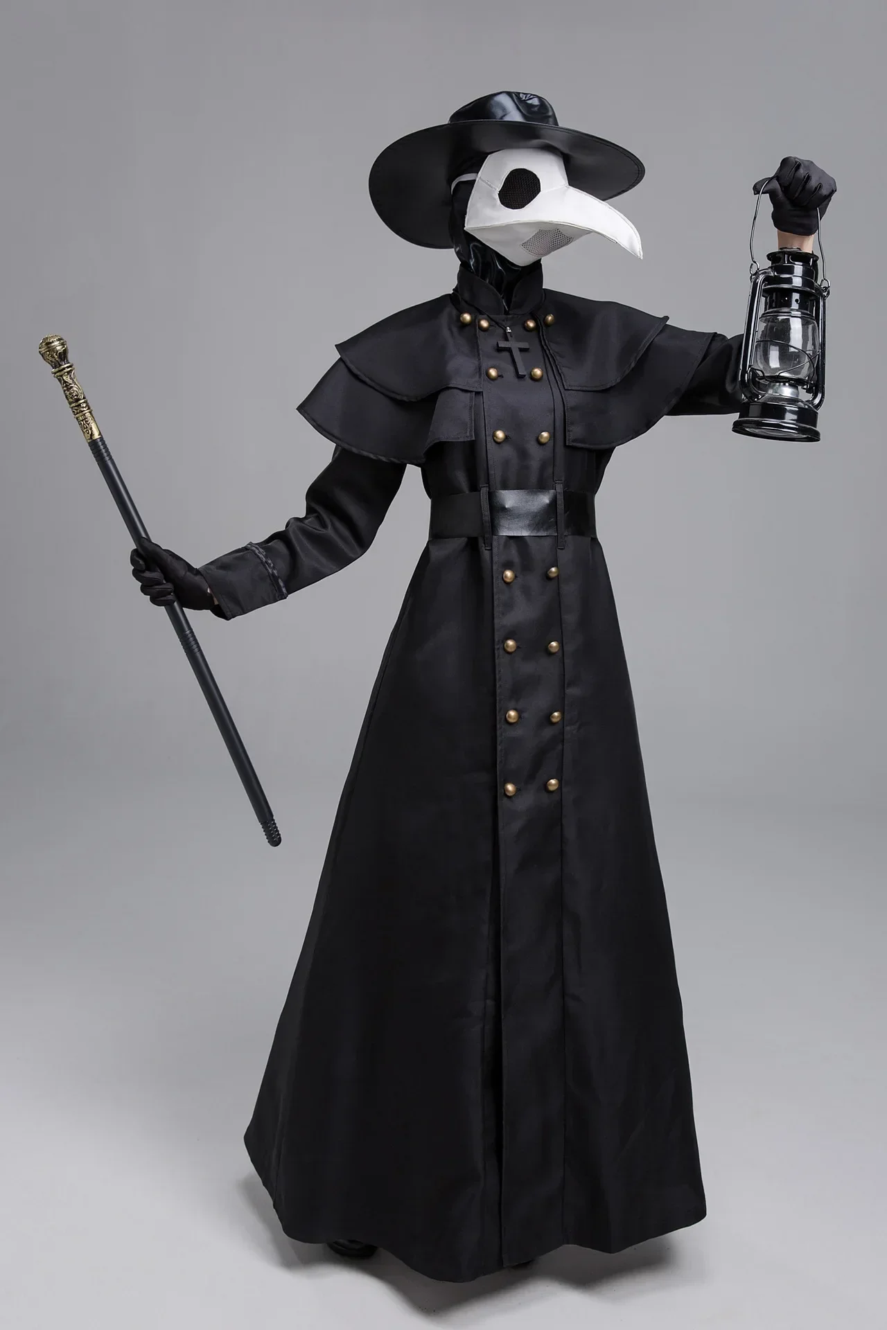 Plague Doctor เครื่องแต่งกายยาว Robe Cape Steampunk Bird Beak Mask ชุด Plague Bird ปาก Doctor คอสเพลย์ฮาโลวีนเครื่องแต่งกาย Cross