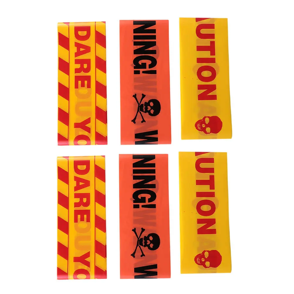 

6 Pcs Horror Halloween Decoration Line Yellow Themed Tape Warning Sign Fright Isolation