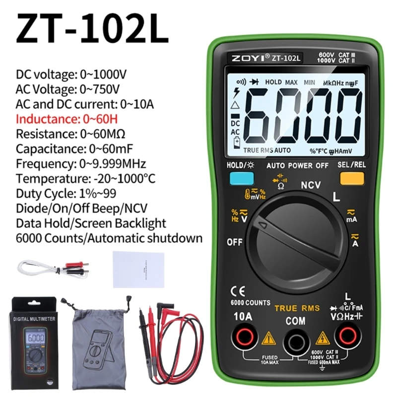 Versatile Inductance Multimeter Automatic Ranges 60H Measurement Resistance Capacitance Temp for Circuit DropShipping