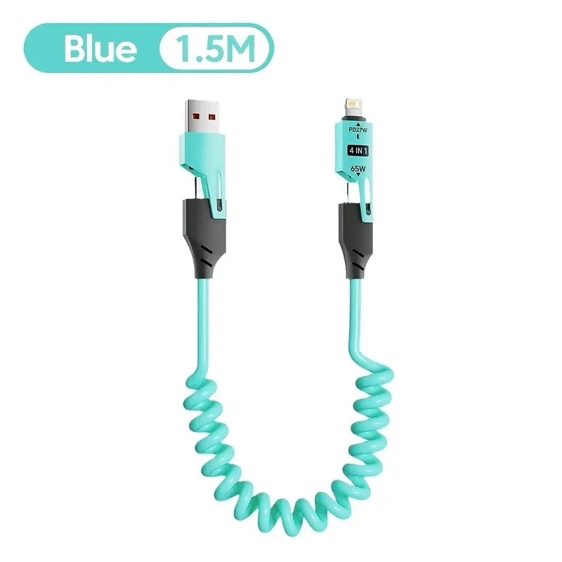 4-in-1 65 W Ladekabel Multi Port USB Typ C Schnellladedatenkabel für iPhone 16 15 Xiaomi Samsung PD 27 W Beleuchtungskabel
