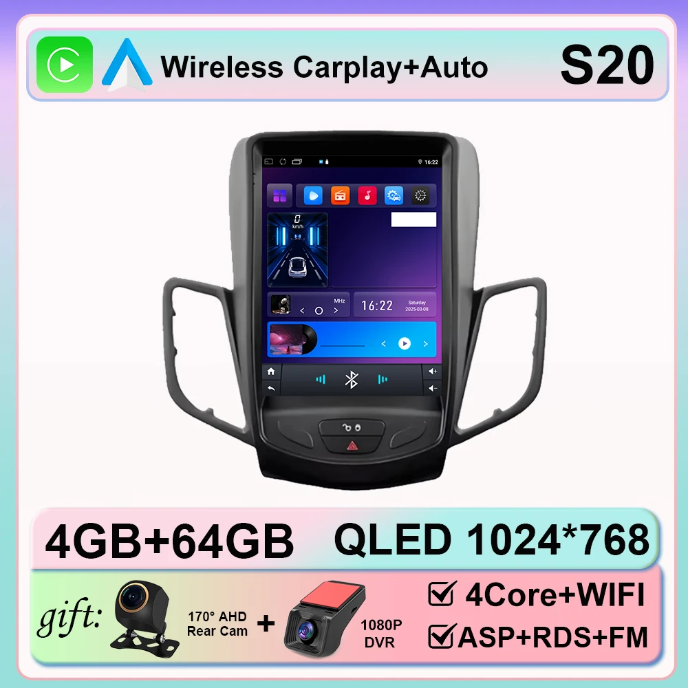 9.7 inch autoradio voor Ford Fiesta MK 7 2008-2019 Android 16 auto multimediaspeler navigatie stereo 4G BT WIFI stereo GPS