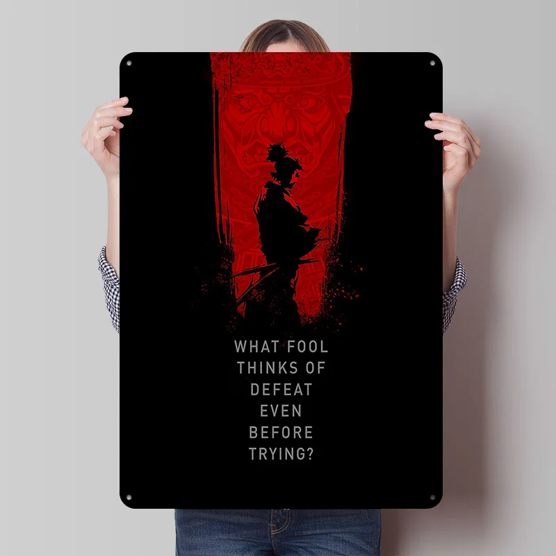 Bushido Warrior Quote Metal Poster Custom Wall Art Retro Vintage Tinplate Signs for Man Cave Interior Decoration Living Room