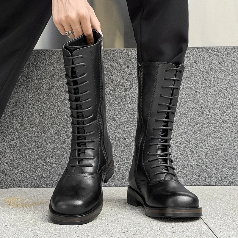 Herren Casual High-Top Chelsea Boots Schwarz-Braun mit Seitenreißverschluss Neuer Vintage Britischer Stil Hochwertige Arbeitsstiefel Größen 38 - 46