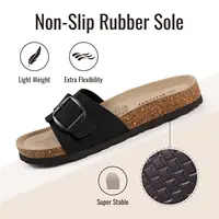 Comwarm Cork Footbed Sandals for Women Genuine Suede Slides Anti-slip Slides Comfortable Fashion Slippers with Adjustable Buckle - Image 3