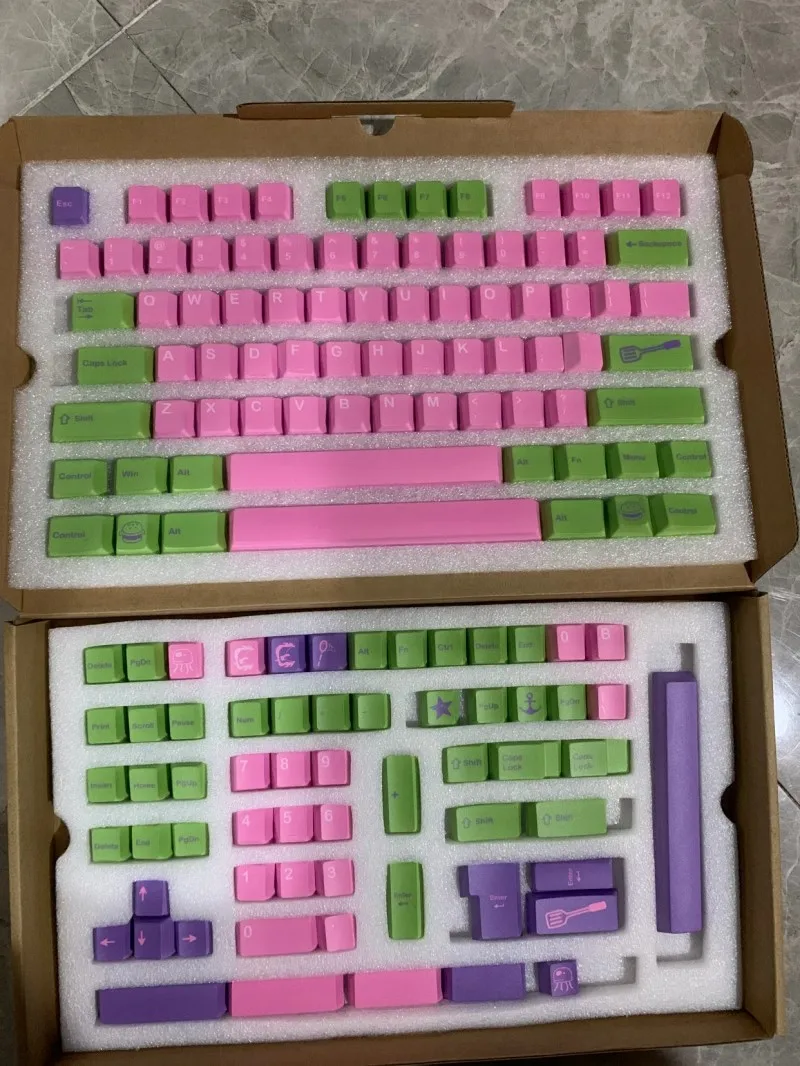 

142 Keys/set GMK Purple Pink Green Keycaps PBT Dye Sublimation Key Caps Cherry Profile Lightproof Keycap For Alice HHKB 96 980