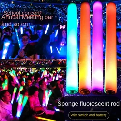 8Pc Sponge Luminous Stick Night Light Light Silver Light Colorful Fluorescent Straight Flash Support Stick for Party Concert