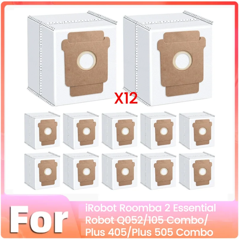 12PCS Dust Bag For Irobot Roomba 2 Essential Robot Q052/105 Combo/ Plus 405/Plus 505 Combo Vacuum Cleaner Parts-T33C