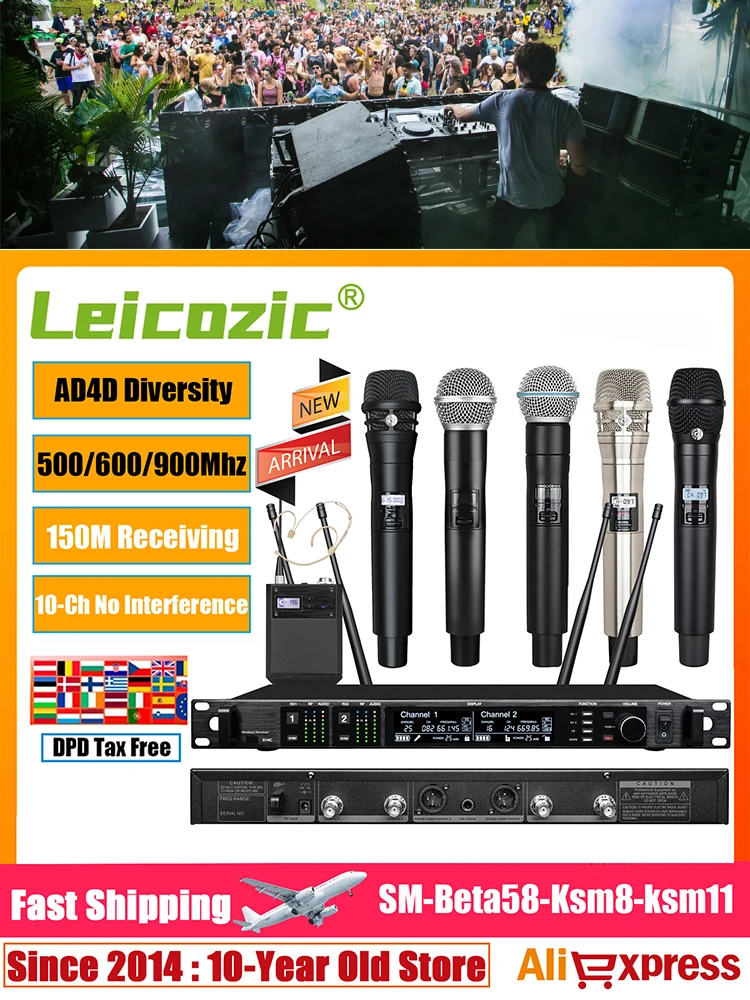 Leicozic SM BETA58 500 600 900 Mhz AD4D KSM11 Dynamische draadloze microfoon Professionele hoofddeksels Microfono voor podiumgebruik / thuis - afbeelding 2