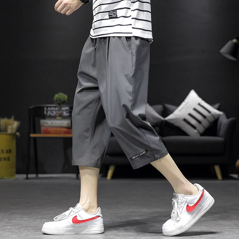 

Легкие летние брюки из ледяного шелка свободного кроя с прямыми штанинами, быстросохнущие, для активного отдыха, со средней посадкой, укороченные (7/8), для молодежи