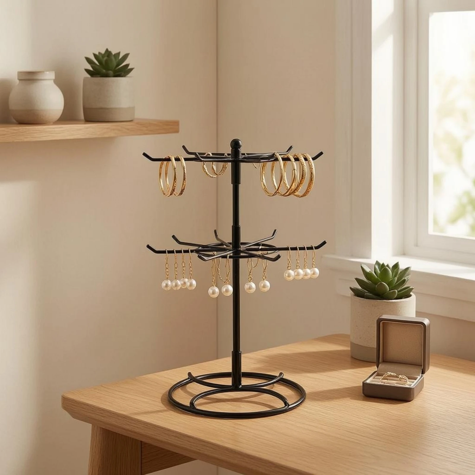 

Rotating Jewelry Holder Desktop Rotating Jewelry Display Stand Bracelet Holder Smooth Coating Finish