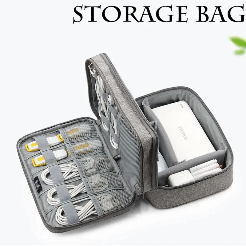 Double-layer Travel Digital Storage Bag Large Capacity Digital Accessories Charger Data Multi-function Cable Storage Bag