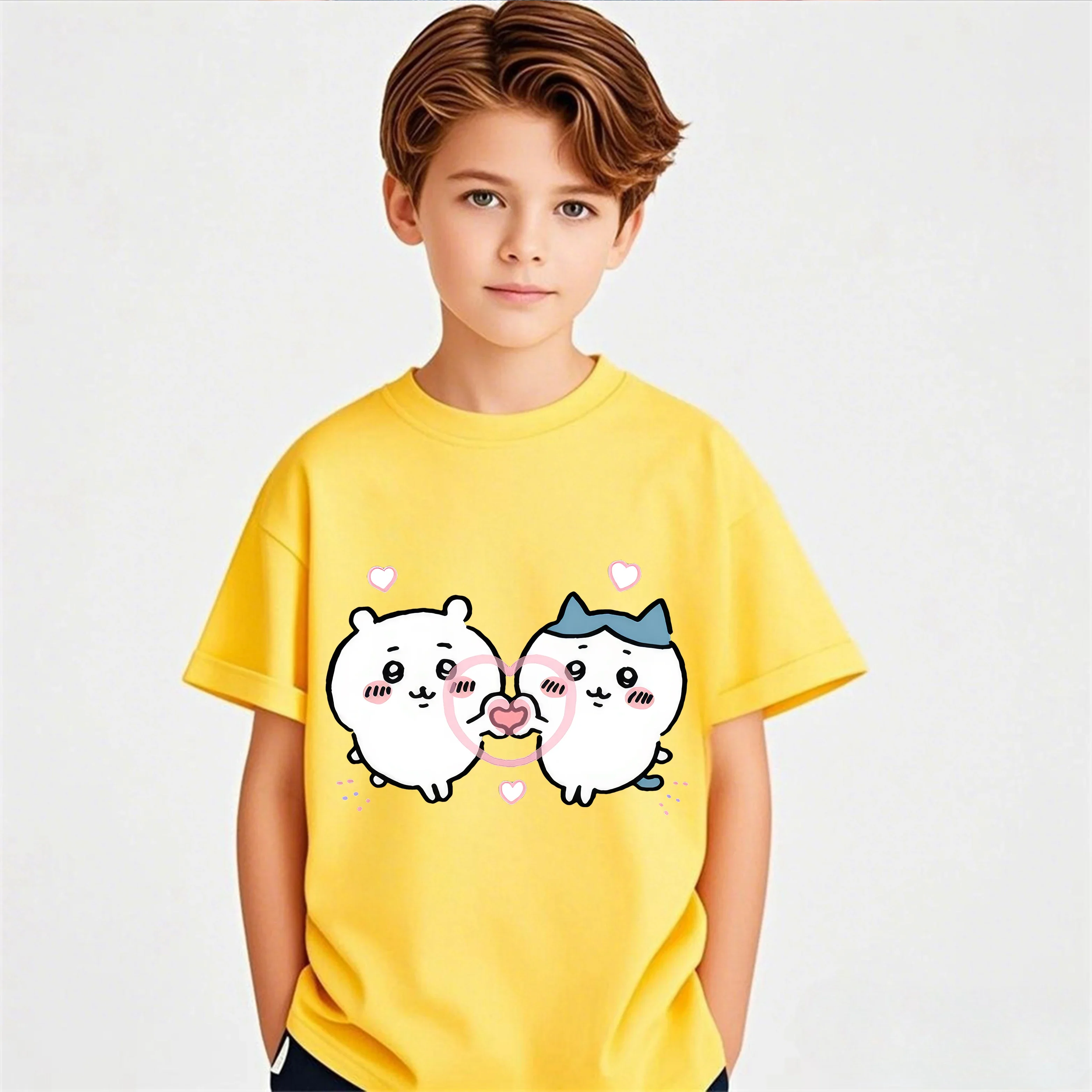 

Chiikawa Cartoon Print 2026 Casual Summer Short Sleeve Hot Sale Tees For Children Teenagers Boys Girls 2D