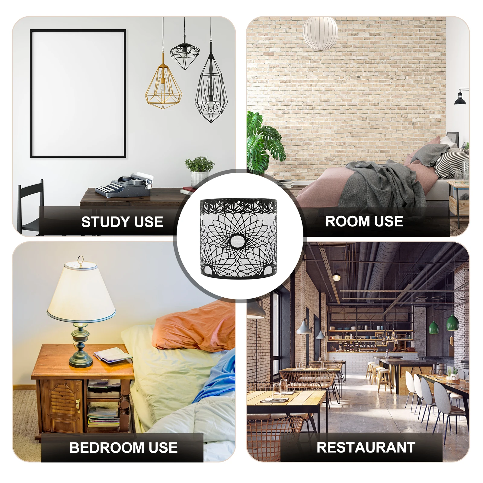 

Drum Lampshade Iron Metal Light Shade Vintage Style for Pendant Table Floor Wall Lights Decor Home Hotel Bar Bedroom Library