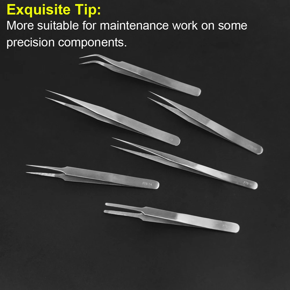 

NEWACALOX 6 шт. FTS набор промышленных пинцетов из нержавеющей стали антистатические антимагнитные пинцеты для ремонта электроники телефона
