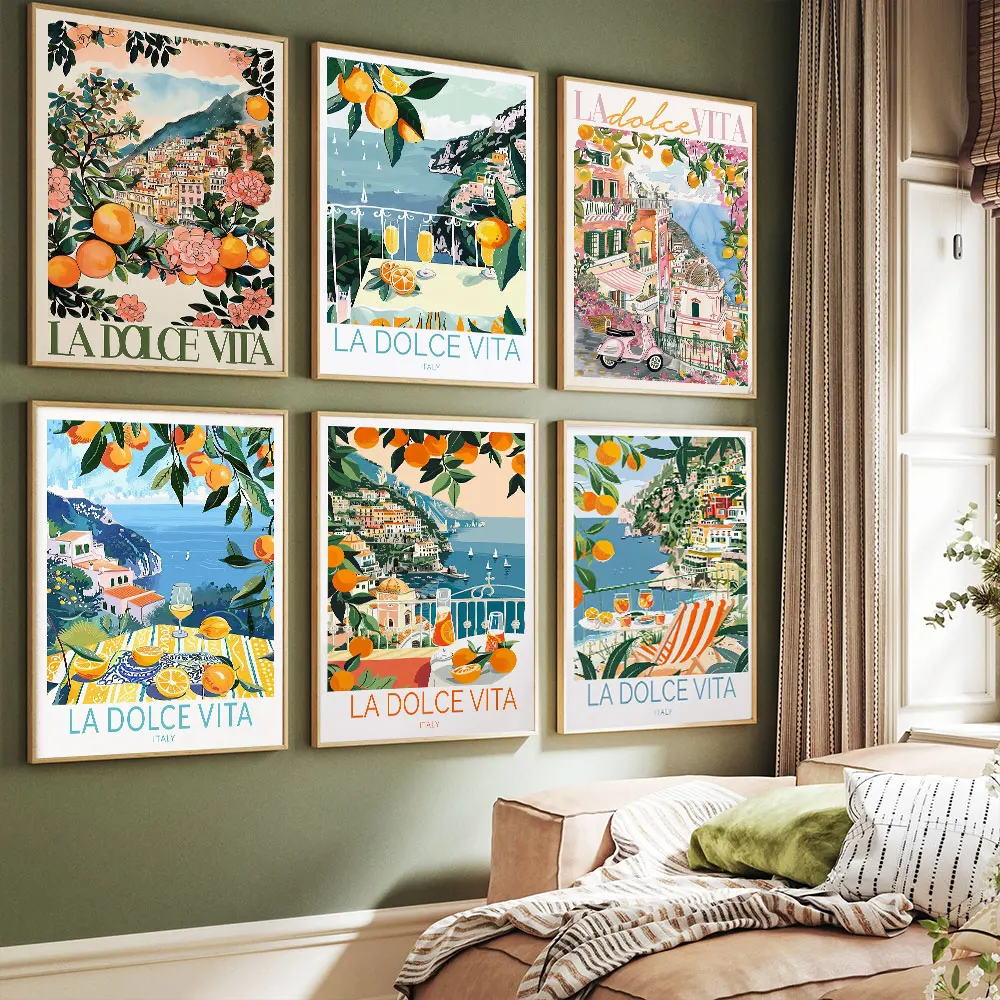 La Dolce Vita Italien Küstenposter, Leinwanddruck, Gemälde, Wandkunst, Schlafzimmer, Arbeitszimmer, Studio, Wohnzimmer, Heimdekoration
