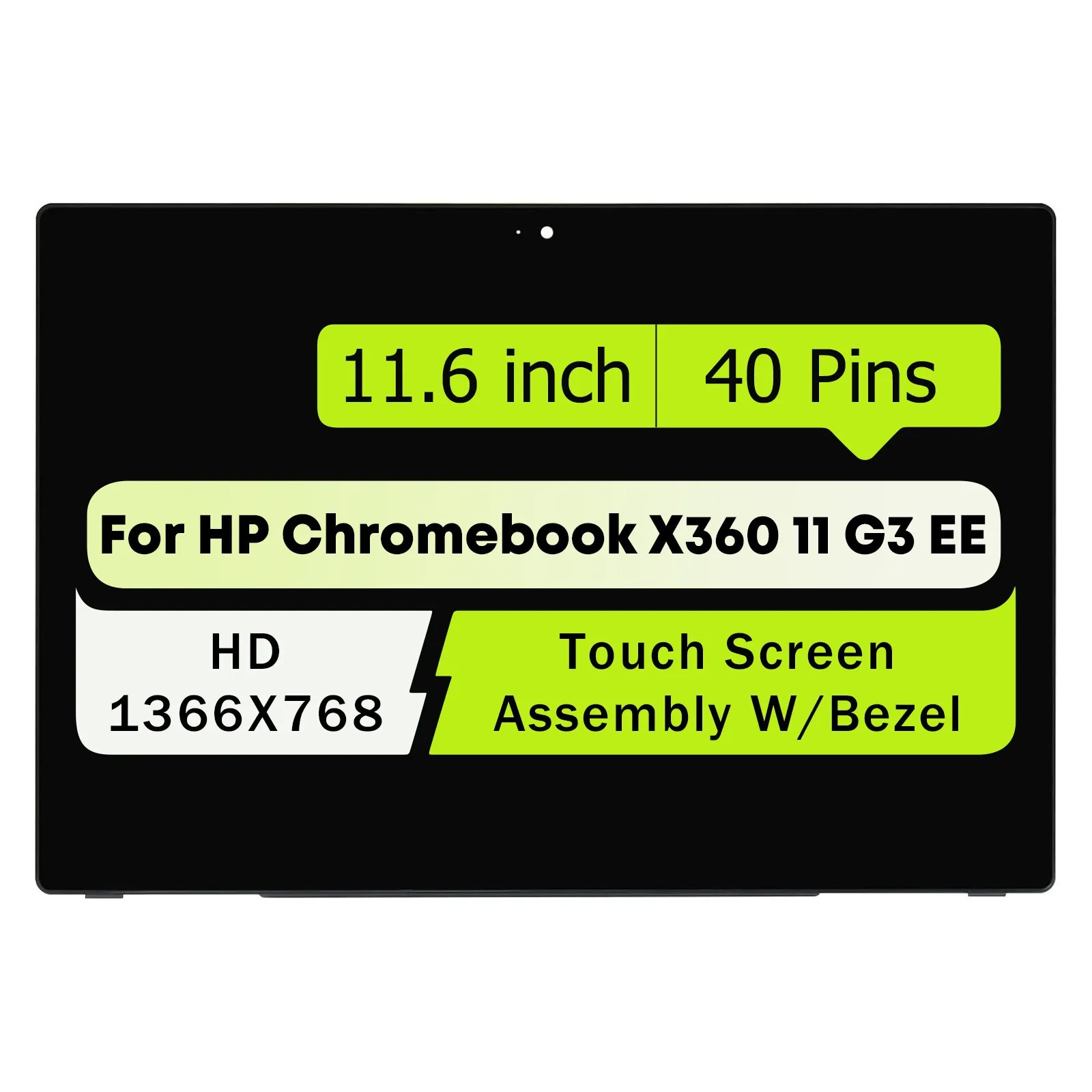 

L92337-001 L92338-001 для HP Chromebook X360 11 G3 EE 11.6 дюймов, сенсорный ЖК-дисплей в сборе, 40 контактов, 1366 X 768