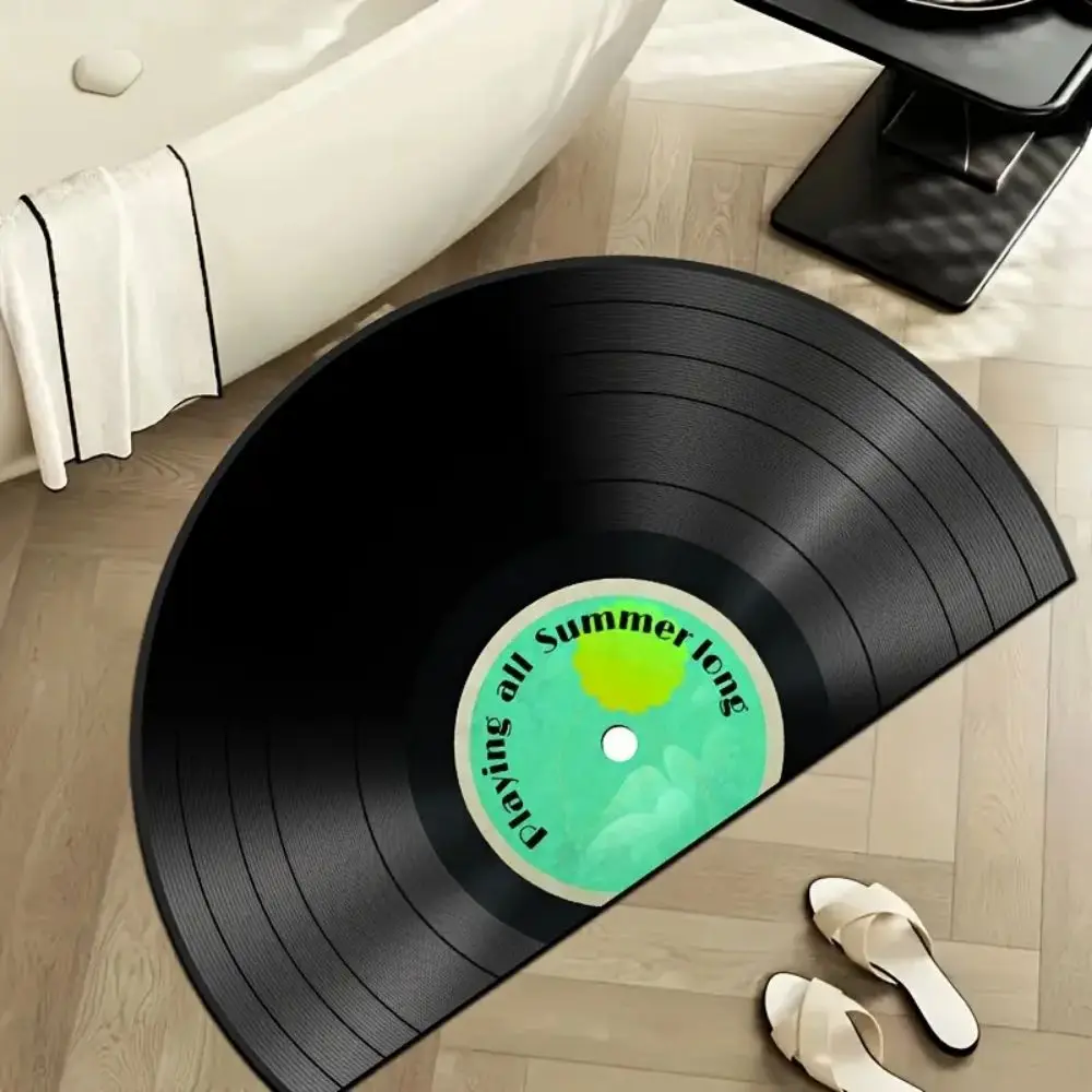 VIKAMA Vinyl Record Bath Mat Absorbs Water Prevents Slipping Creative Decor for Bathroom Entrances Retro Rock  Roll Vibe
