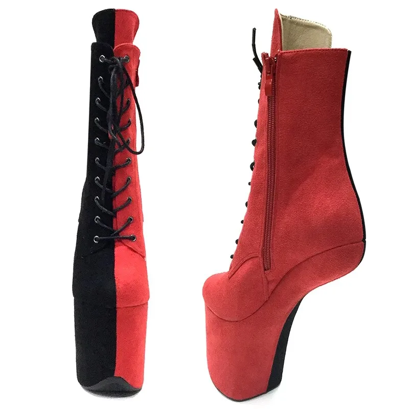 

Auman Ale New Suede Upper Platform Ankle Boots Sexy Exotic Heelless Pole Dance Shoes 001