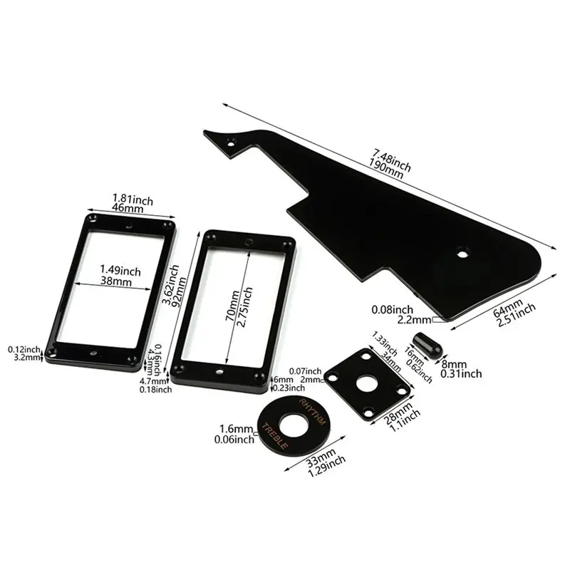 ABVH-1Ply Black Pickguard Back Plate Screws Set & Humbucker Pickup Ring & Switch Ring Fit Les Paul Pickguard Replacement view 5