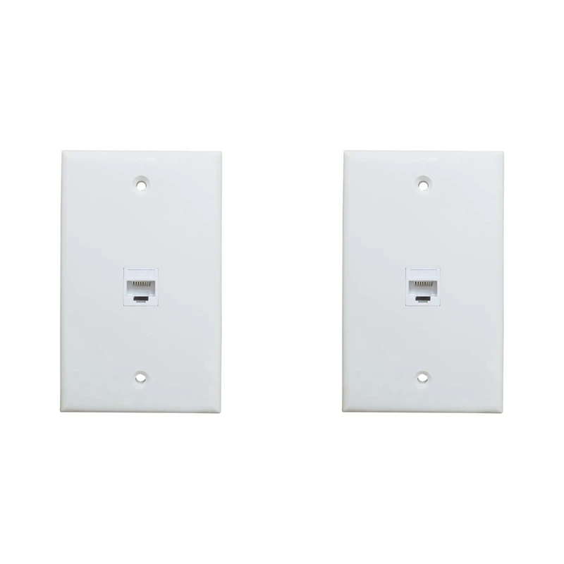 Placa de pared Ethernet de 1 puerto, placa de pared Keystone Jack con inserto de acoplador en línea RJ45 hembra a hembra, paquete de 2