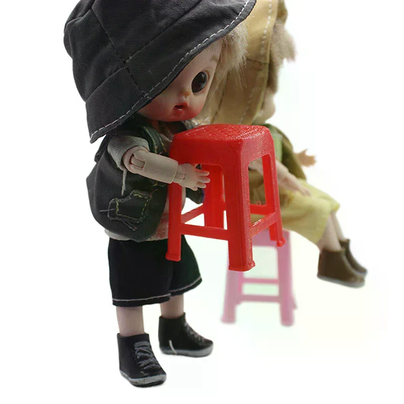 

1PC Living Room Toy 1:12 Mini Dollhouse Simulation Plastic Stool Small Chair Model Doll House Furniture Accessories Decoration