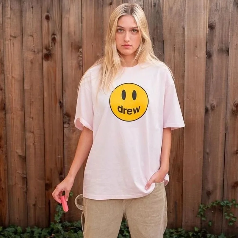 

Drew House Smiley Face Short-Sleeve T-Shirt High-Street Casual Oversized Fashion T-Shirt for Men and Women