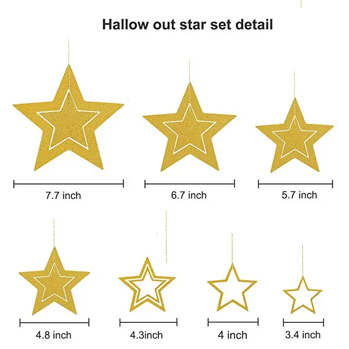 Gold Graduation Twinkle Star Papiergirlanden Geburtstagsparty Dekorationen Galaxy Planet Star Banner Hang Star Babyparty Luftschlangen – Detail 14