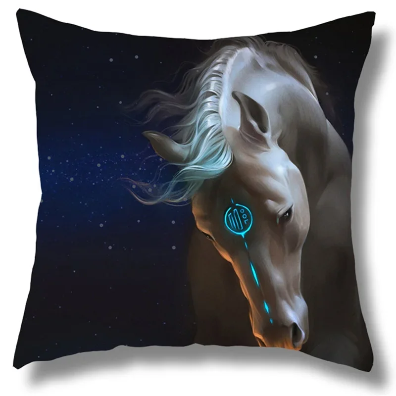 45x45cm Printing Cushion Cover Fine Horse Home Decoration Pillowcase War horse Car Sofa Home Decor Pillow Case