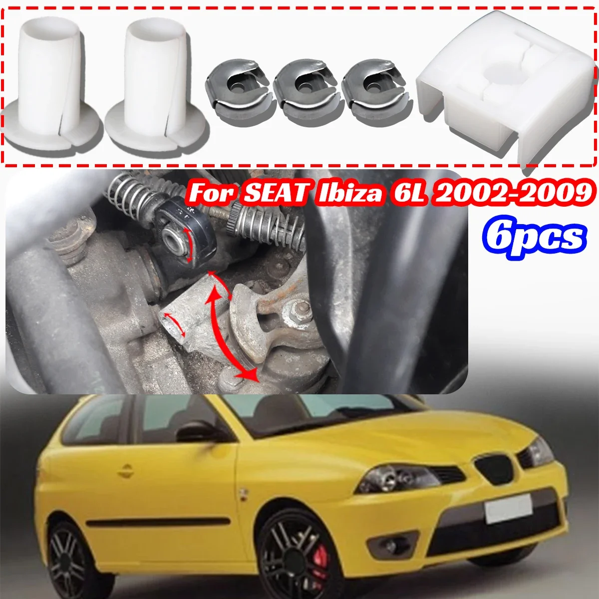 

For SEAT Ibiza 6L 2002-2009 Gear Selector Wiring Lock Washer Shift Relay Lever Slide Bushing Kit Sliding Shoe Bearing Socket Kit