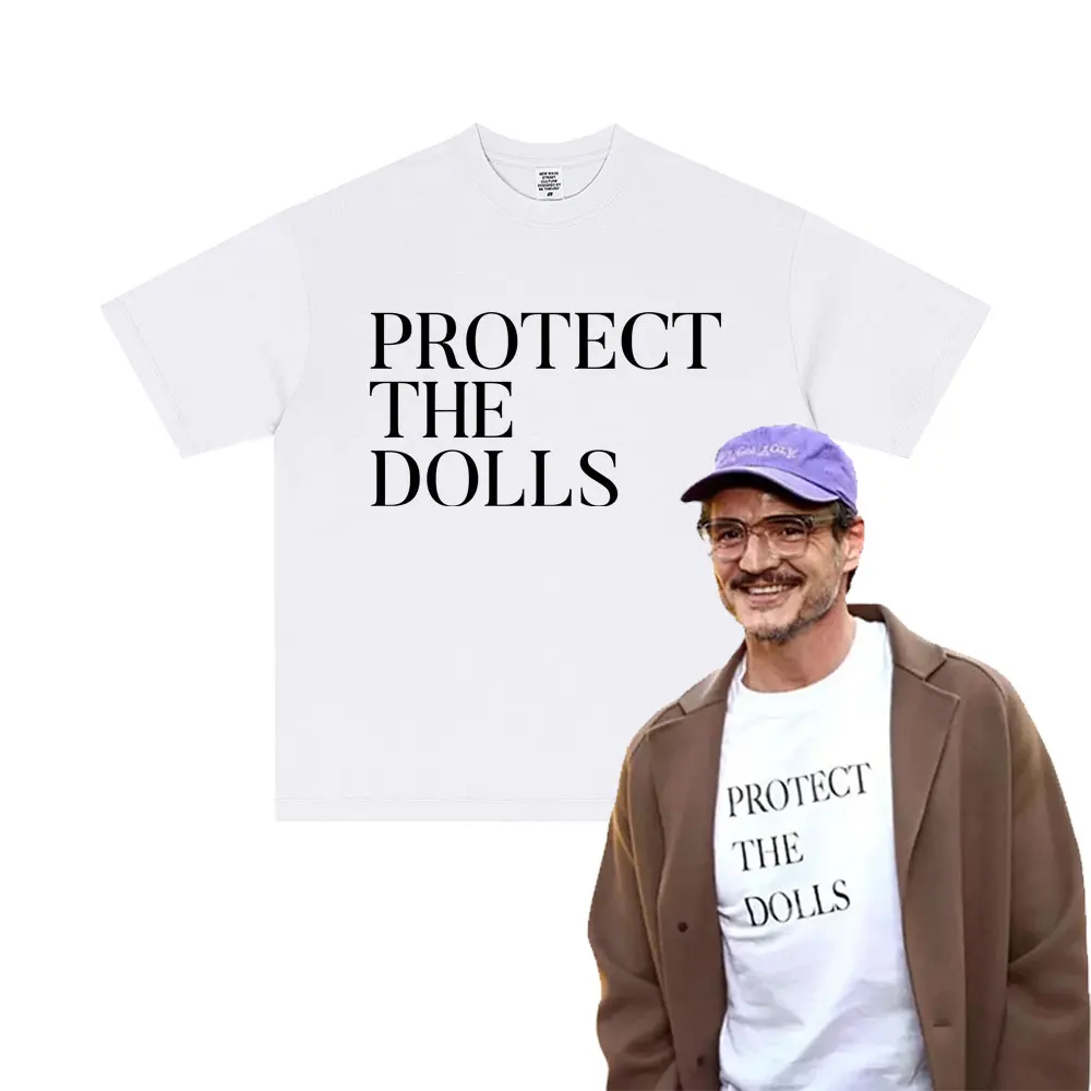 بيدرو باسكال حماية الدمى نفس النمط طباعة تي شيرت الصيف الرجال النساء موضة المتضخم تي شيرت عادية القطن خمر التي شيرت #1