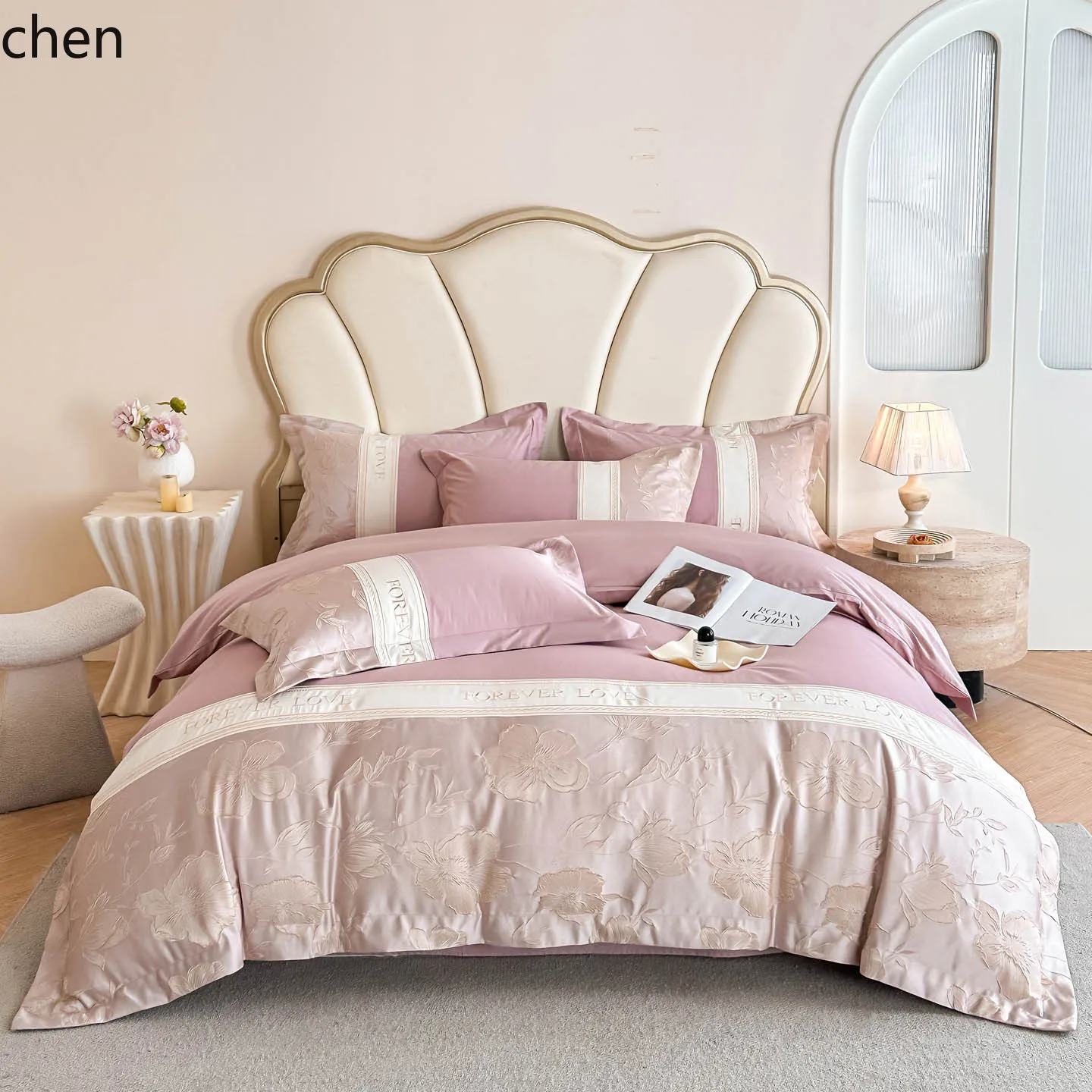 ZML four-piece set of washed cotton embossed bedding, high weight, home use, embroidered, suitable for all seasons
