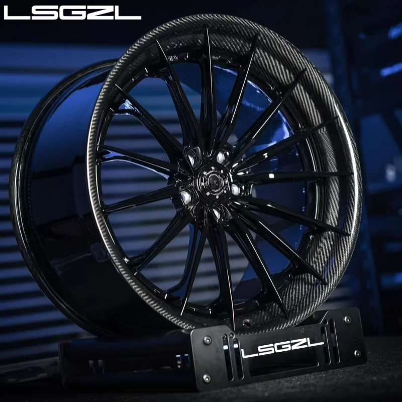 LSGZL OEM Forged Carbon Fiber Wheels 5 and 6 Lug Bolt 17-24 Inch Rims Deep Dish Sport Car Wheels for Racing Cars