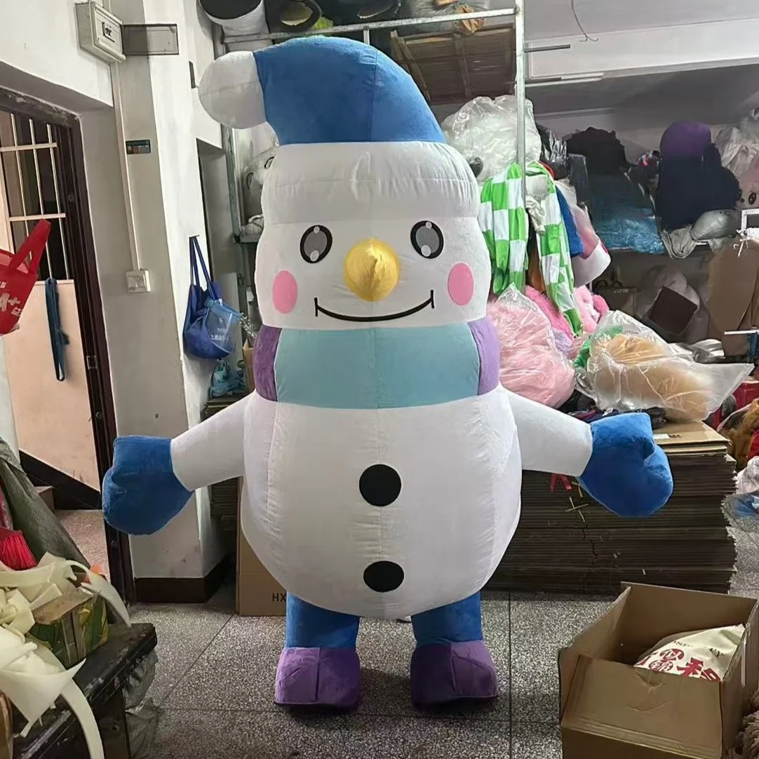 

Снеговик с синими лесами, надувной костюм талисмана, Хэллоуин, Рождество, мультяшная прогулочная кукла, наряды, костюмы для выступлений и вечеринок