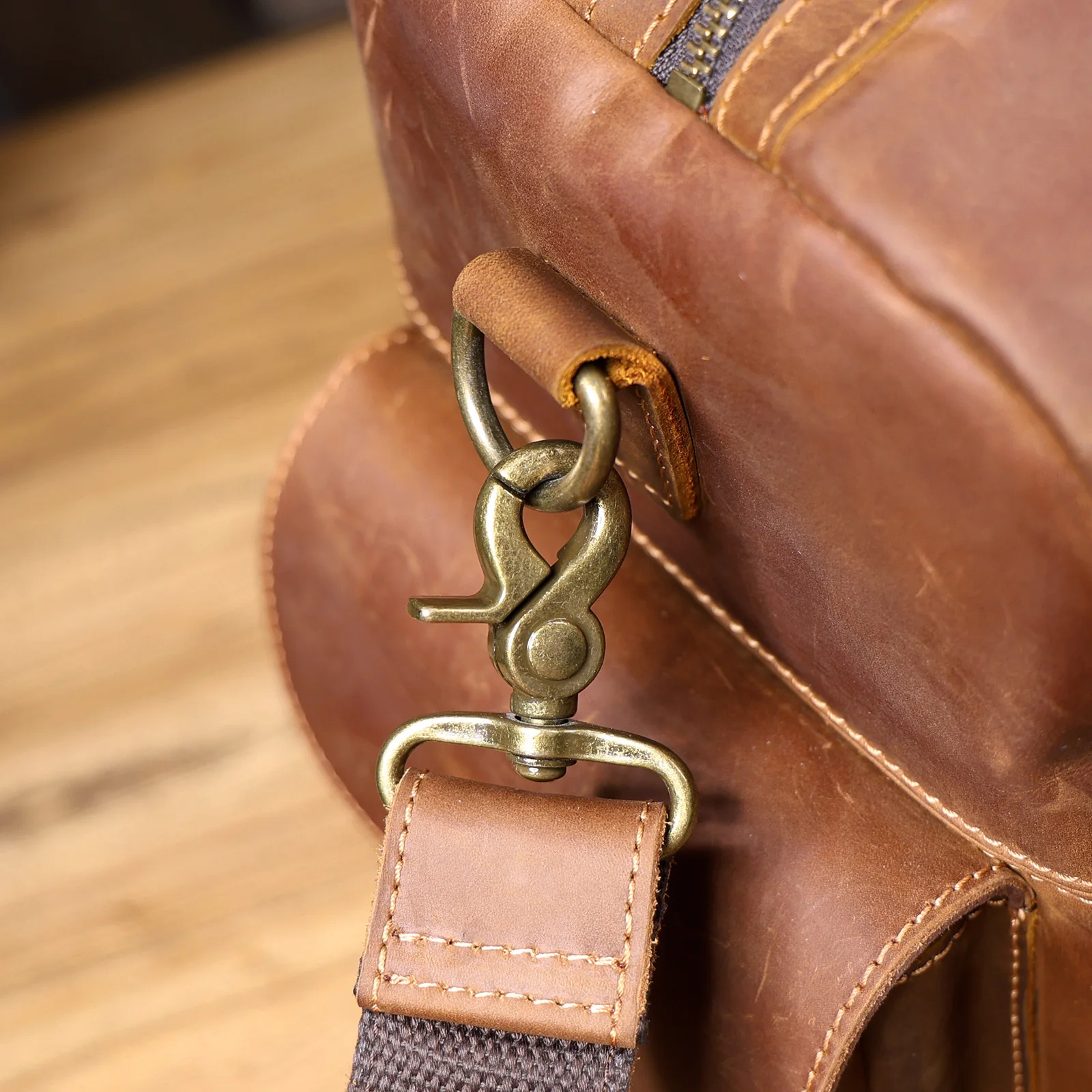 S.WORKER Vintage Vollnarbiges Rindsleder Reisetasche Große Kapazität Handgepäck Echtleder Weekender-Tasche – Detail 26