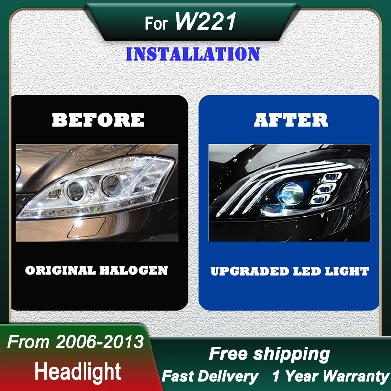 Car Headlights For Mercedes-Benz S CLASS W221 2006-2013 Maybach style Led DRL Dynamic Signal Lamp Head Lamp Front light Assembly