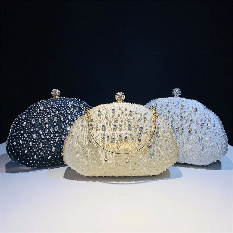 

2026 Women Rhinestone Clutch Bag Shell Design Evening Party Shoulder Handbag Evening Clutch Crossbody Handbag