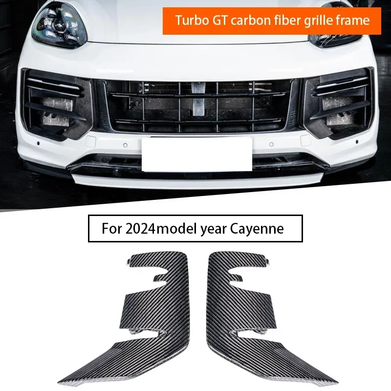 

Cars real Carbon fiber front bumper grille frame for Porsche Cayenne 9Y0.2 TURBO GT 2024-UP