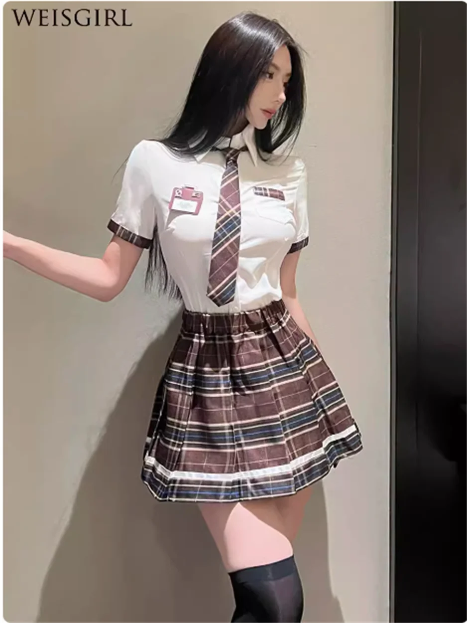 Sexy cosplay campus senior British style student uniform