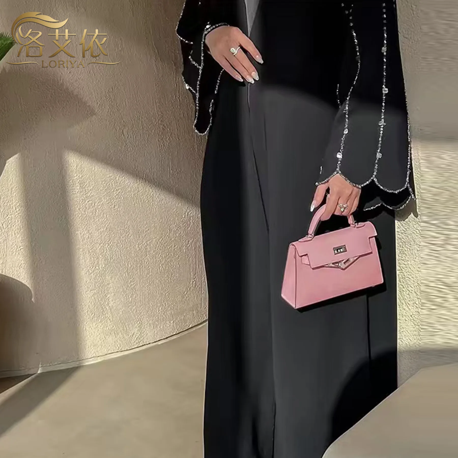 

Dubai Middle East Exquisite Fully Handmade Beaded Cardigan Muslim Women Abaya Robe