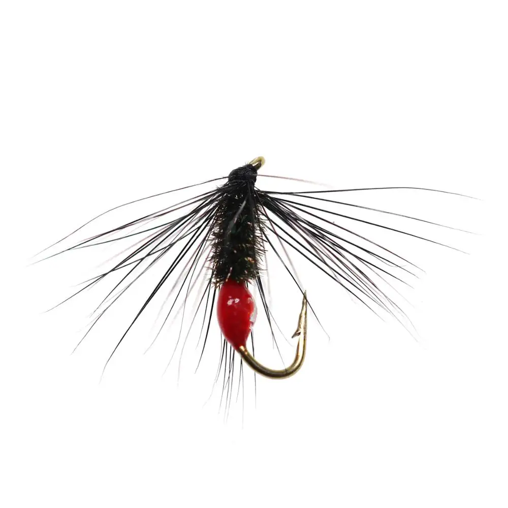 Wifreo 6pcs #12 Red Ant Trout Flies Fly Bass Pike Salmon Steel Head Trout Brown Hackle Red Butt Flying Ant Wet Fly